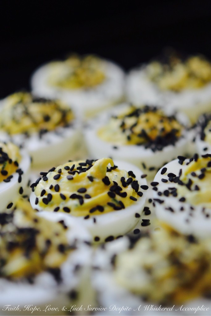 Horseradish and Black Sesame Seed Deviled Eggs | Faith, Hope, Love, and Luck Survive Despite a Whiskered Accomplice