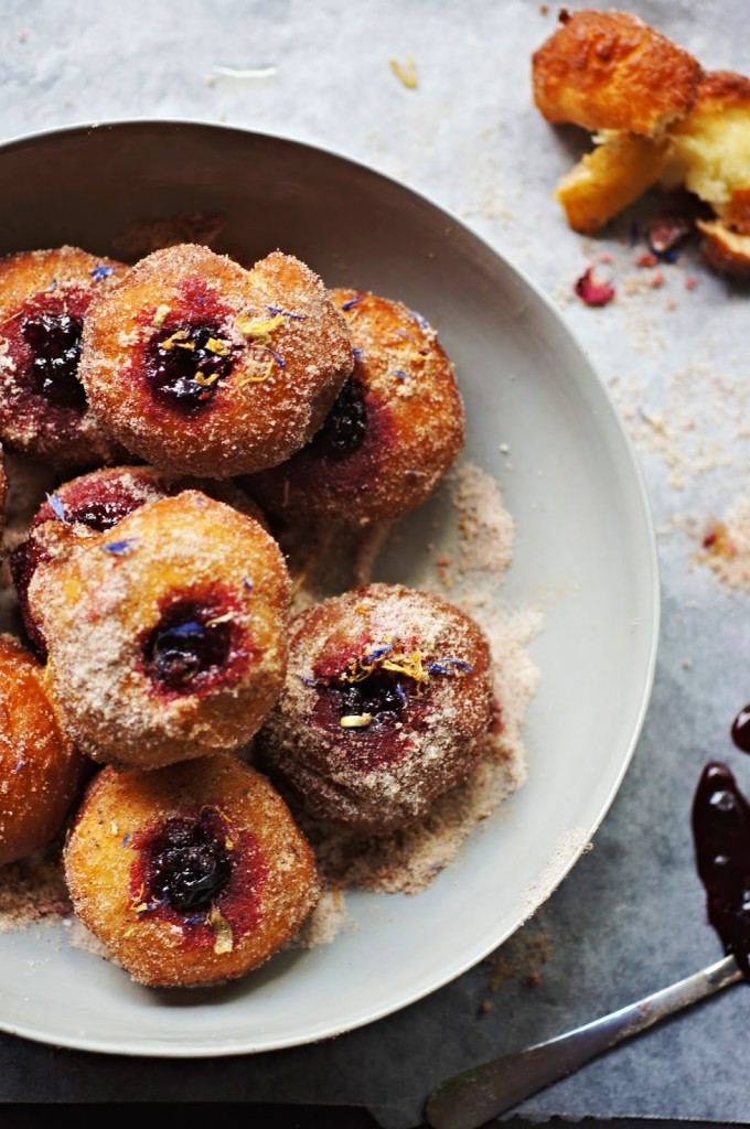 Buttermilk Doughnuts with Spiced Mulberry Jam and Chai Sugar | Faith, Hope, Love, and Luck Survive Despite a Whiskered Accomplice