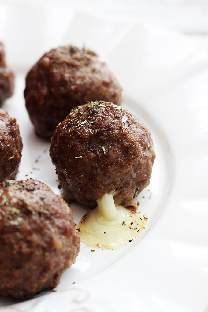 Slow Cooker Mozzarella Stuffed Meatballs | Faith, Hope, Love, and Luck Survive Despite a Whiskered Accomplice