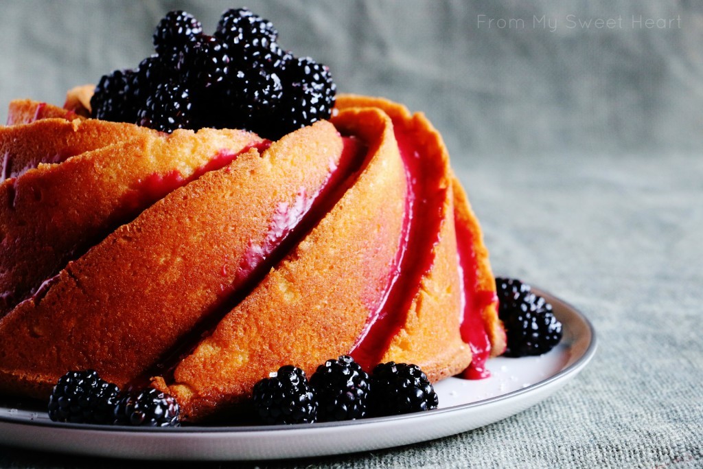 Sweet Lemon Bundt with Blackberry Glaze | Faith, Hope, Love, and Luck Survive Despite a Whiskered Accomplice