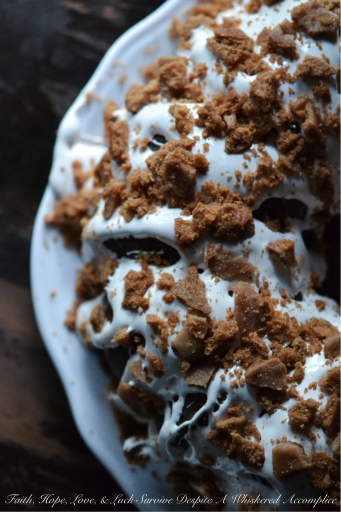 Salted Marshmallow and Graham Crack S'more Bundt Cake - #BundtBakers | Faith, Hope, Love, and Luck Survive Despite a Whiskered Accomplice