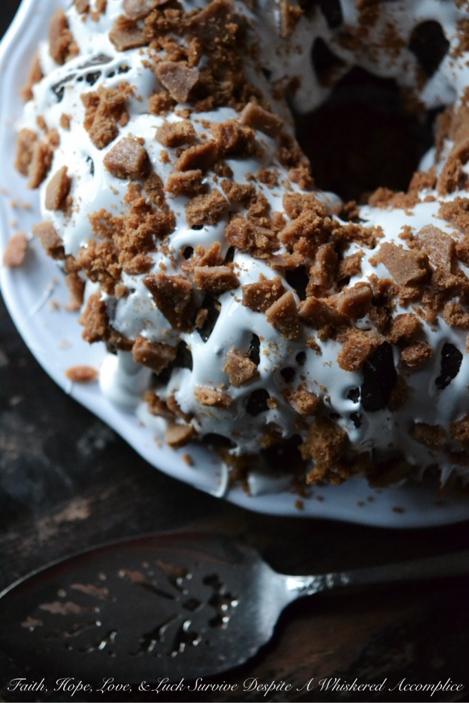 Salted Marshmallow and Graham Crack S'more Bundt Cake - #BundtBakers | Faith, Hope, Love, and Luck Survive Despite a Whiskered Accomplice