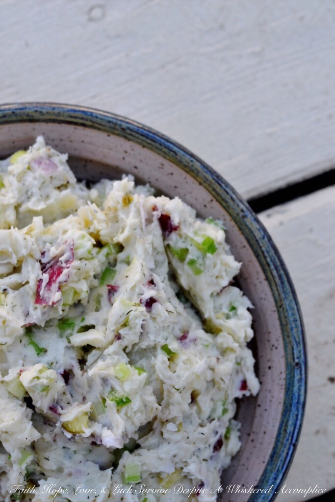 Dill Mashed Potato Salad | Faith, Hope, Love, and Luck Survive Despite a Whiskered Accomplice