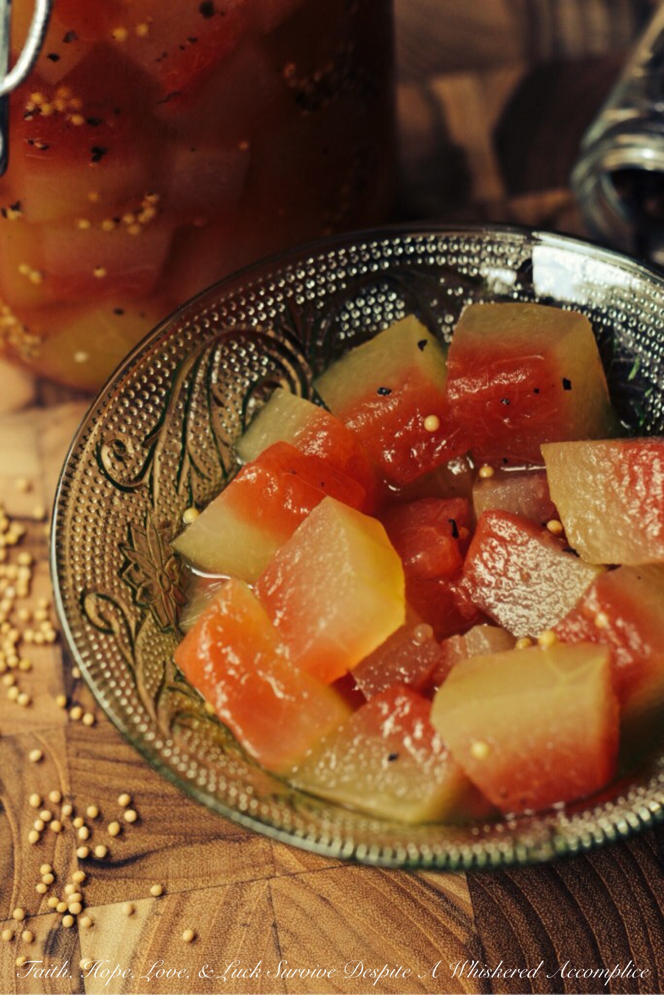 Sweet and Tangy Watermelon Rind Pickles