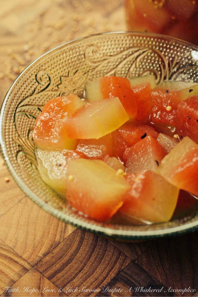 Sweet and Tangy Watermelon Rind Pickles - If you're someone who hates to throw away anything that can still be put to good use, this recipe is for you. The next time you find yourself cutting up a watermelon, make sure to save the rind because the watermelon rind can be used to make these sweet and tangy pickles. They're an extremely flavorful addition to almost any summer meal.