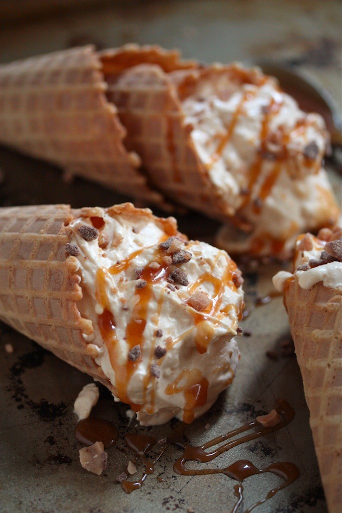 No Bake Pumpkin Cheesecake Caramle Cones | Faith, Hope, Love, and Luck Survive Despite a Whiskered Accomplice