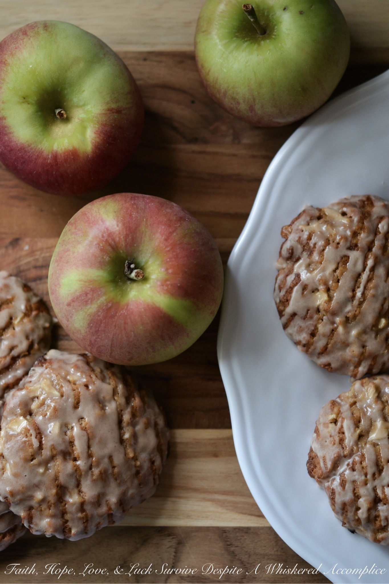Iced Oatmeal Apple Toffee Cookies