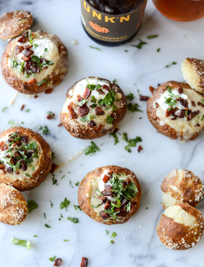 Cider Cheese Soup Shooters in Mini Pretzel Bread Bowls | Faith, Hope, Love, and Luck Survive Despite a Whiskered Accomplice