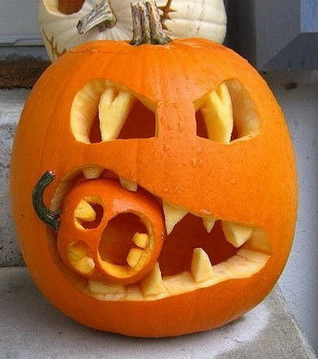 Pumpkin Carving Idea | Faith, Hope, Love, and Luck Survive Despite a Whiskered Accomplice