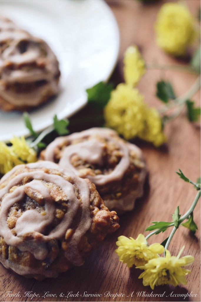 Cinnamon Swirl Pumpkin Chocolate Chip Cookies | Faith, Hope, Love, and Luck Survive Despite a Whiskered Accomplice