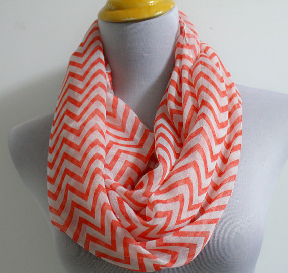 Coral Chevron Infinity Scarf | Faith, Hope, Love, and Luck Survive Despite a Whiskered Accomplice