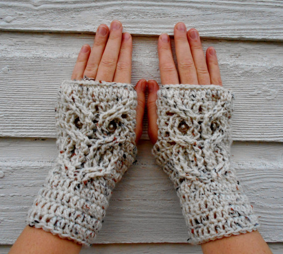 Owl Fingerless Mitts | Faith, Hope, Love, and Luck Survive Despite a Whiskered Accomplice