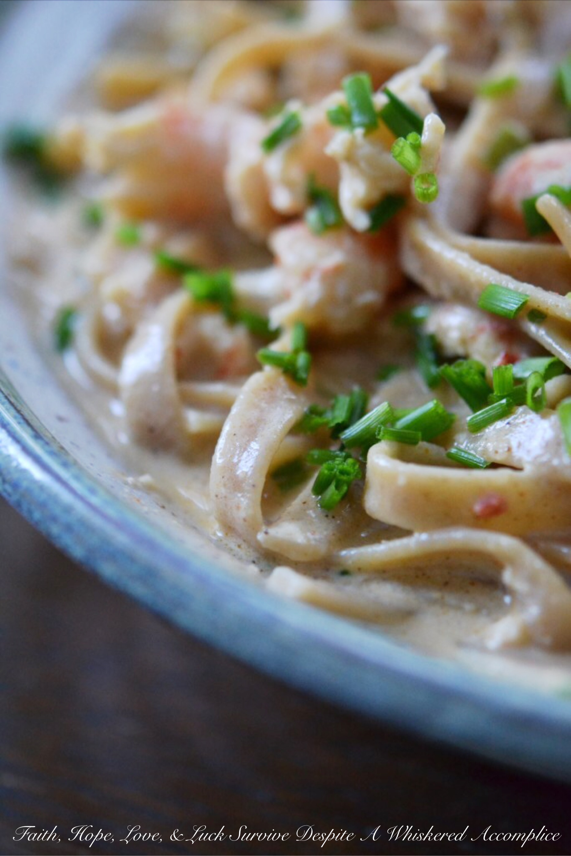 Langostino Cajun Fettuccine - Frozen langostino tails are simmered in a simple cream sauce along with garlic and Cajun seasoning before being piled on top of cooked fettuccine noodles. After being garnished with freshly chopped chives, this creamy, decadent, and slightly spicy pasta dish is ready to serve.