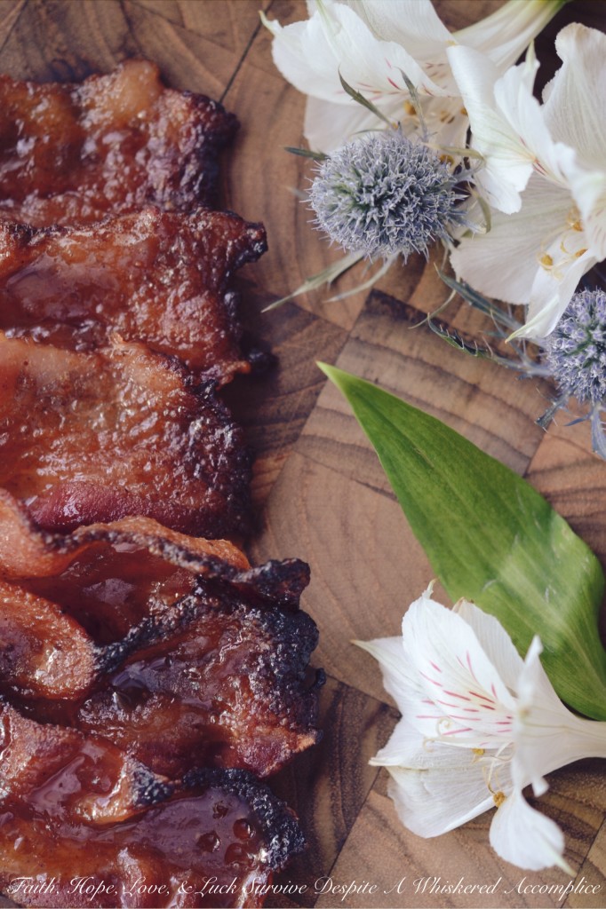 Basic Candied Bacon - Why have normal bacon, when you can have candied bacon? This basic candied bacon, uses brown sugar, maple syrup, Dijon mustard, and ground chipotle to transform ordinary oven-baked bacon into something truly unforgettable. You may never eat normal bacon again.