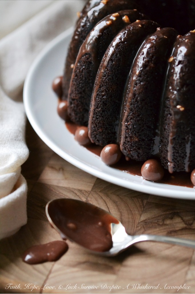 Junk Food Bundt Cake - #BundtBakers | Faith, Hope, Love, and Luck Survive Despite a Whiskered Accomplice