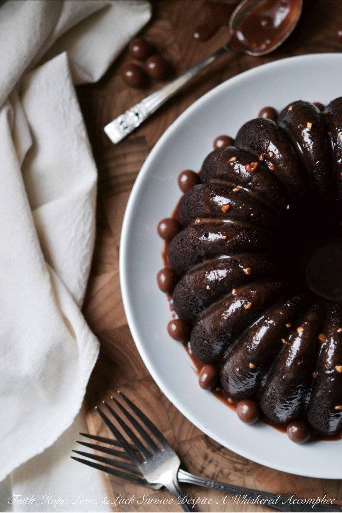 Junk Food Bundt Cake - #BundtBakers | Faith, Hope, Love, and Luck Survive Despite a Whiskered Accomplice