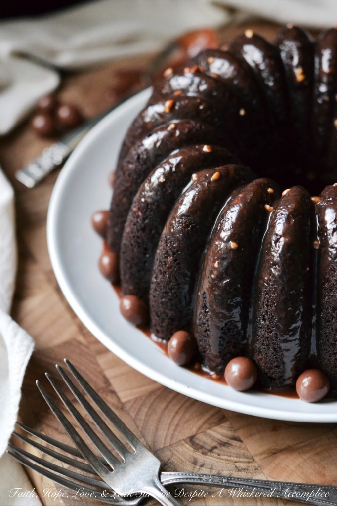 Junk Food Bundt Cake - #BundtBakers | Faith, Hope, Love, and Luck Survive Despite a Whiskered Accomplice