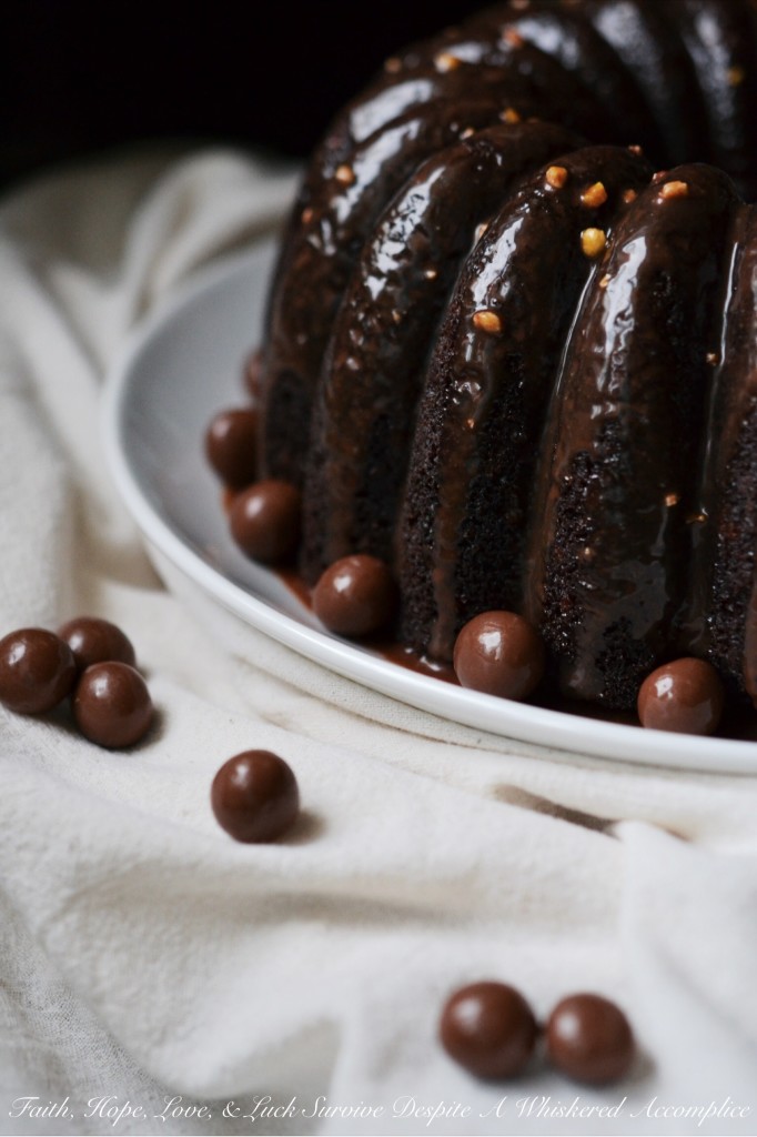 Junk Food Bundt Cake - #BundtBakers | Faith, Hope, Love, and Luck Survive Despite a Whiskered Accomplice