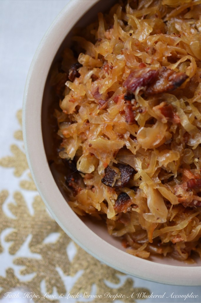 Crock-Pot Candied Bacon Sauerkraut - Just because New Year's Day is over doesn't mean that we can't all use as much luck as we can get. This candied bacon-laced sauerkraut will leave you feeling lucky any day of the year.