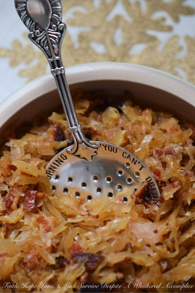 Crock-Pot Candied Bacon Sauerkraut - Just because New Year's Day is over doesn't mean that we can't all use as much luck as we can get. This candied bacon-laced sauerkraut will leave you feeling lucky any day of the year.