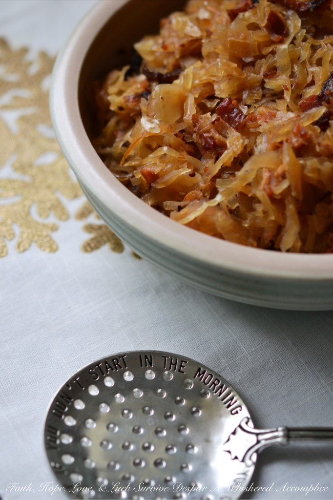 Crock-Pot Candied Bacon Sauerkraut - Just because New Year's Day is over doesn't mean that we can't all use as much luck as we can get. This candied bacon-laced sauerkraut will leave you feeling lucky any day of the year.