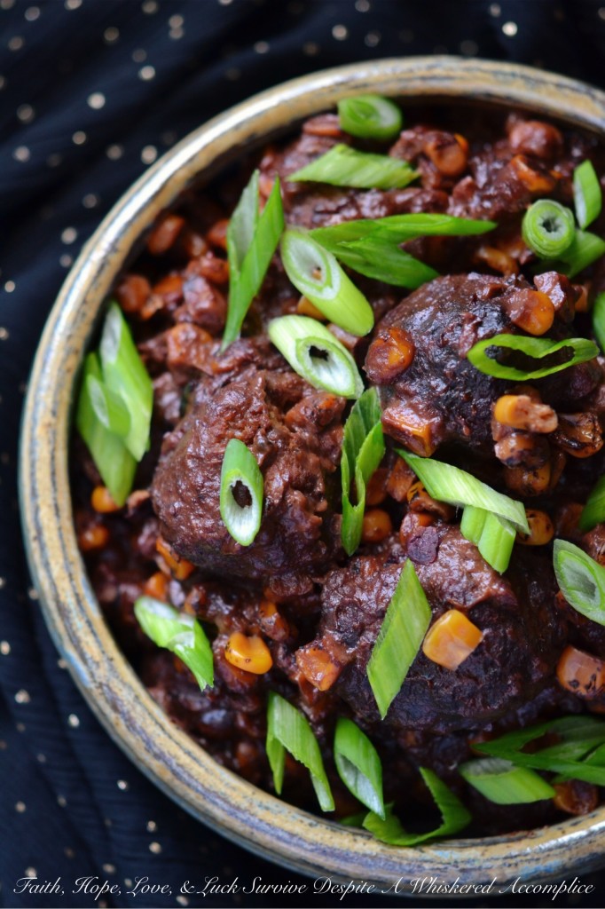 Blueberry BBQ Cheesy Crockpot Corn Meatballs | Faith, Hope, Love, and Luck Survive Despite a Whiskered Accomplice