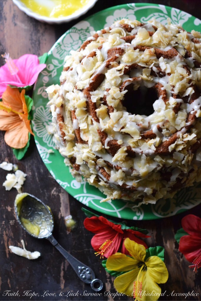 Golden Tropical Coconut Bundt Cake | Faith, Hope, Love, and Luck Survive Despite a Whiskered Accomplice