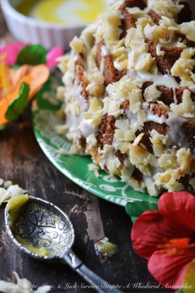 Golden Tropical Coconut Bundt Cake | Faith, Hope, Love, and Luck Survive Despite a Whiskered Accomplice