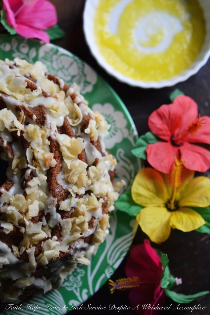 Golden Tropical Coconut Bundt Cake | Faith, Hope, Love, and Luck Survive Despite a Whiskered Accomplice