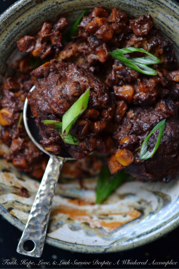 Blueberry BBQ Cheesy Crockpot Corn Meatballs | Faith, Hope, Love, and Luck Survive Despite a Whiskered Accomplice