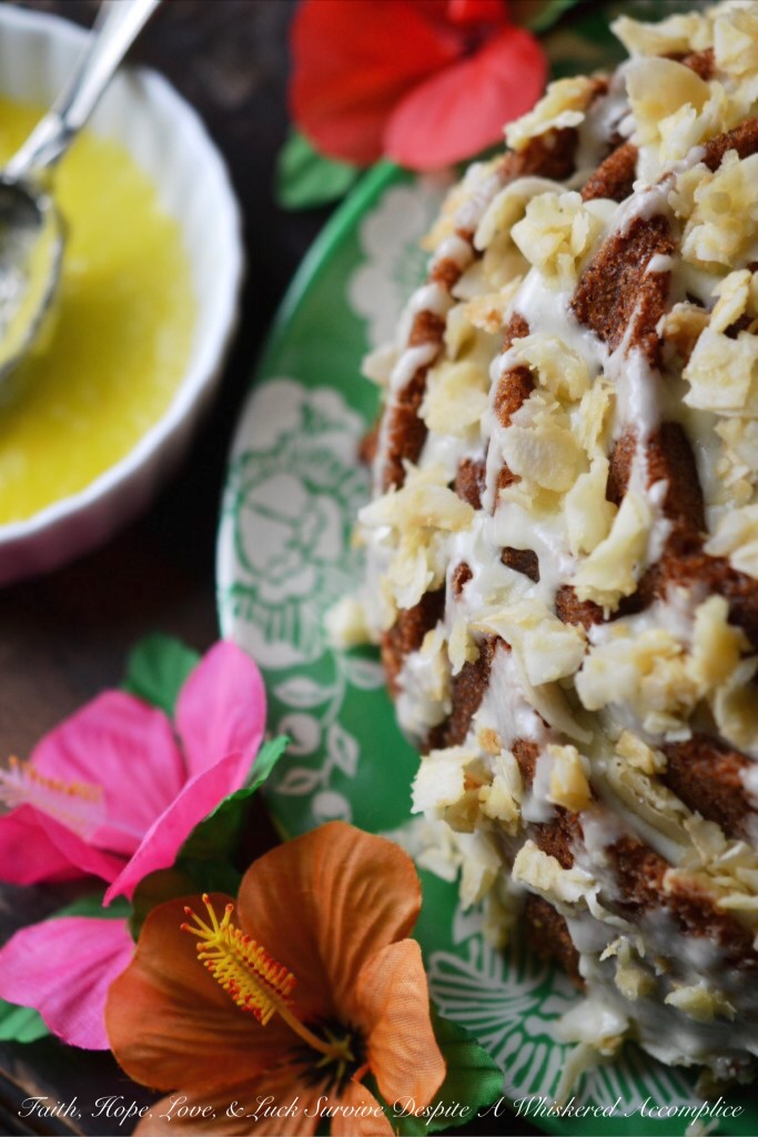 Golden Tropical Coconut Bundt Cake | Faith, Hope, Love, and Luck Survive Despite a Whiskered Accomplice