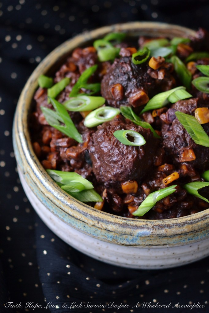 Blueberry BBQ Cheesy Crockpot Corn Meatballs | Faith, Hope, Love, and Luck Survive Despite a Whiskered Accomplice