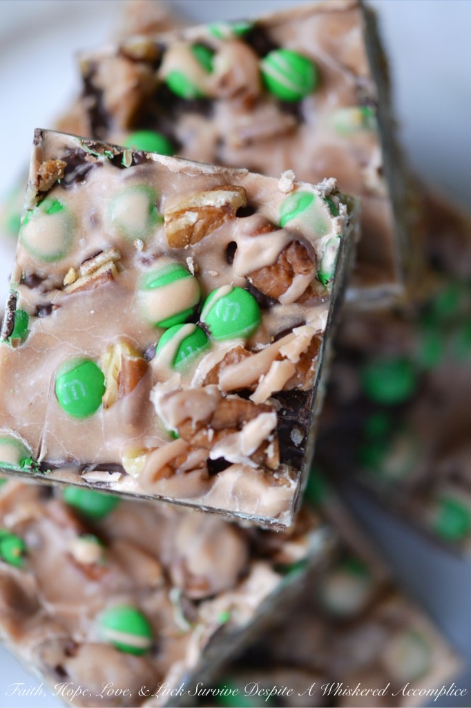 Biting into one of these butterscotch carmelitas is like hitting the St. Patrick's Day pot o' gold jackpot. Each bite is overflowing with sweet and crunchy rich butterscotch flavor.