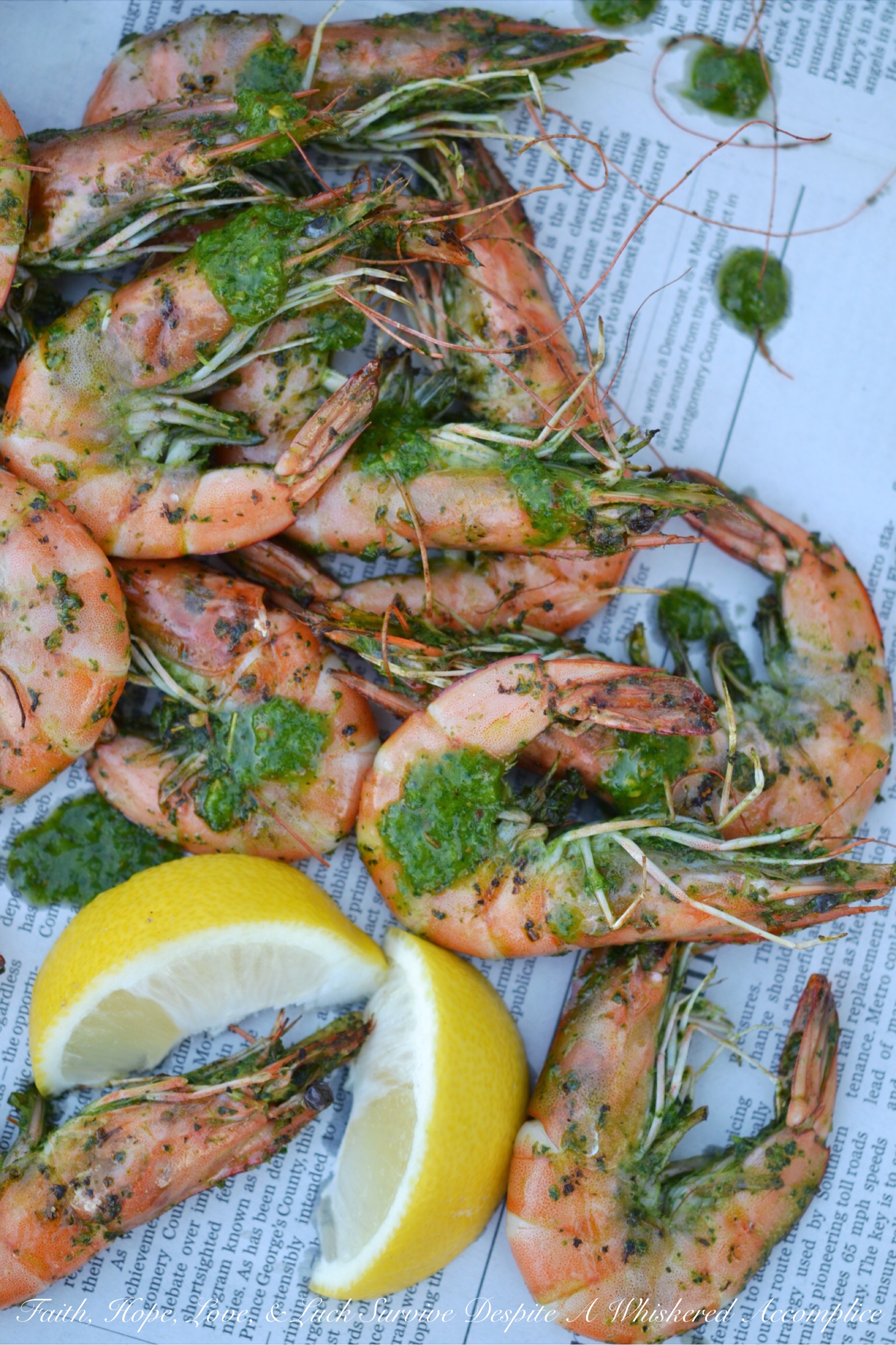 Grilled Chimichurri Whole Shrimp