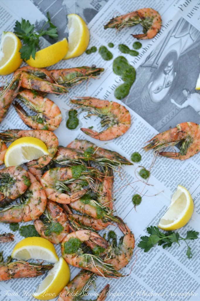 Grilled Chimichurri Whole Shrimp - When you find yourself in possession of shrimp with their heads still attached, the best thing to do is grill them. And, to make the grilled whole shrimp even more fantastic, toss and serve them alongside a homemade chimichurri sauce. After eating these flavorful grilled shrimp, you may never eat fried or steamed shrimp again.
