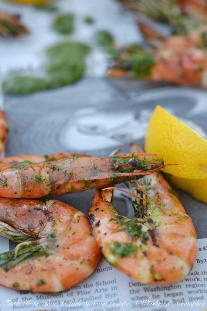 Grilled Chimichurri Whole Shrimp - When you find yourself in possession of shrimp with their heads still attached, the best thing to do is grill them. And, to make the grilled whole shrimp even more fantastic, toss and serve them alongside a homemade chimichurri sauce. After eating these flavorful grilled shrimp, you may never eat fried or steamed shrimp again.