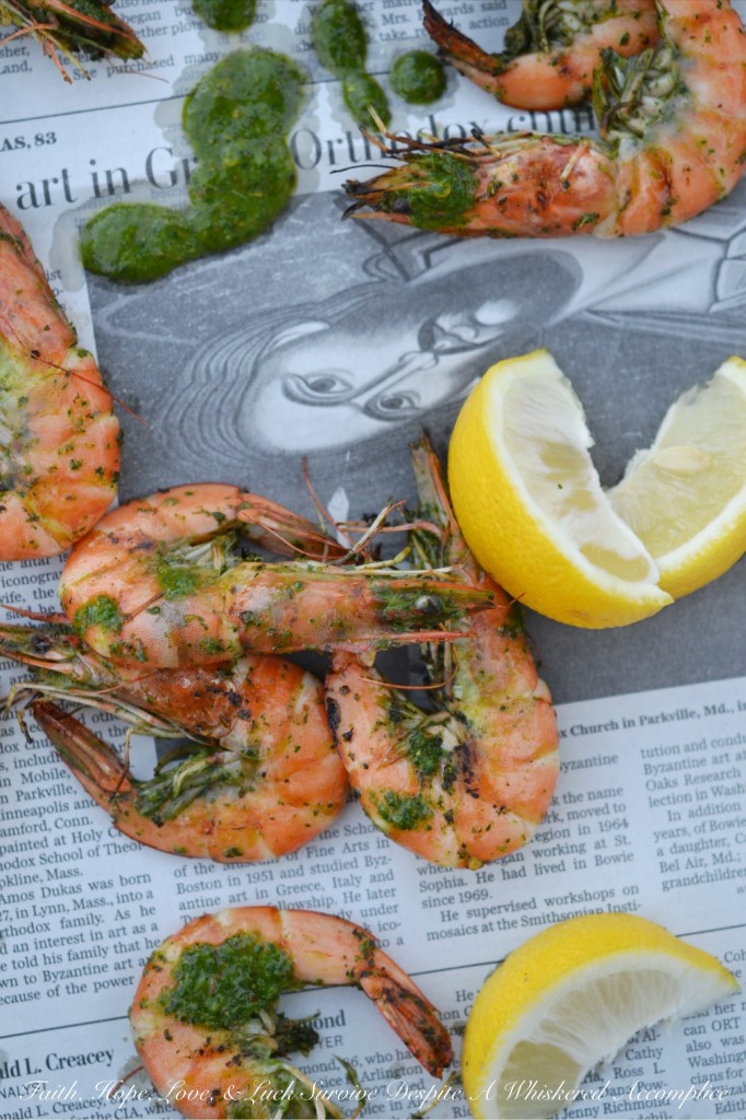 Grilled Chimichurri Whole Shrimp - When you find yourself in possession of shrimp with their heads still attached, the best thing to do is grill them. And, to make the grilled whole shrimp even more fantastic, toss and serve them alongside a homemade chimichurri sauce. After eating these flavorful grilled shrimp, you may never eat fried or steamed shrimp again.
