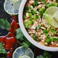 Drunken Thai Peanut Hummus - Why settle for ordinary hummus when you can enjoy this kicked-up Thai version? Canned garbanzo beans are transformed into a heavenly dip with the addition of peanut butter, Sriracha, beer, and a few other seasonings. After that, this hummus is garnished with chopped peanuts, scallions, cilantro, more Sriracha, and very thin slices of lime, making it just as gorgeous as it is tasty.
