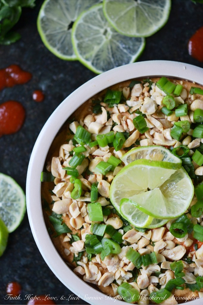 Drunken Thai Peanut Hummus | Faith, Hope, Love, and Luck Survive Despite a Whiskered Accomplice