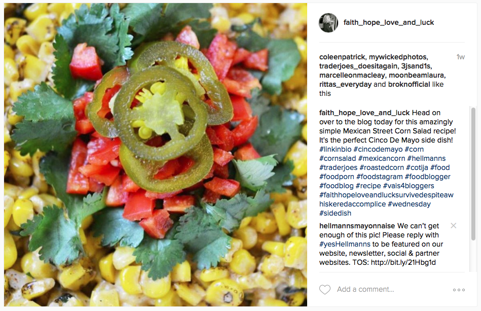 Mexican Street Corn Salad Instagram Hellmanns | Faith, Hope, Love, and Luck Survive Despite a Whiskered Accomplice