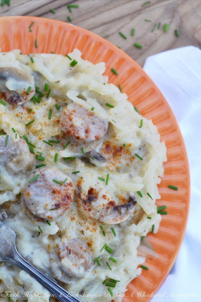 Cheesy Sausage Crockpot Hash Brown Casserole | Faith, Hope, Love, and Luck Survive Despite a Whiskered Accomplice