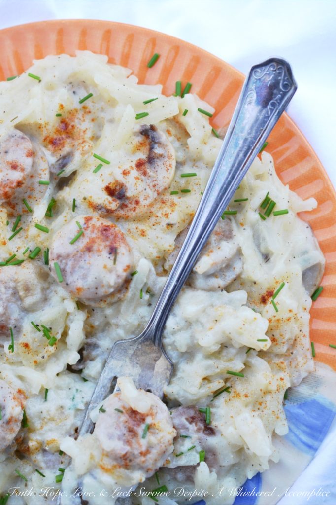 Cheesy Sausage Crockpot Hash Brown Casserole | Faith, Hope, Love, and Luck Survive Despite a Whiskered Accomplice