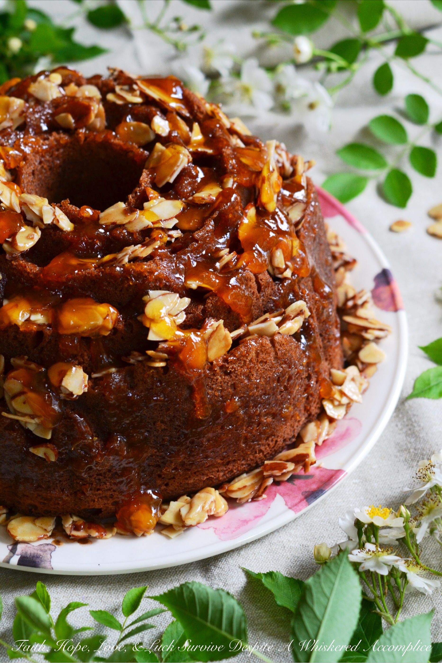 Honey Almond, Apricot, and Cream Cheese Filled Breakfast Cake – #BundtBakers