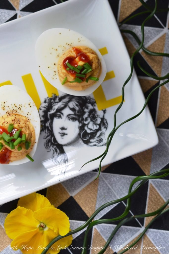 5 Ingredient Barbecue Deviled Eggs | Faith, Hope, Love, and Luck Survive Despite a Whiskered Accomplice