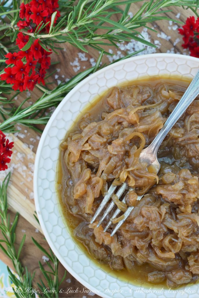 Crockpot Caramelized Onions - Why stand over a hot stove for hours, caramelizing onions, when you can let a crockpot do all the work for you? With just four simple ingredients and a little bit of patience. The hands-off kind, not the stand-and-stir kind. You can transform large, sweet yellow onions into a sweet and savory batch of caramelized goodness that’s ready to be piled onto burgers, swirled into soups, or even used to make a flavorful homemade party or game-day onion dip. So, dust off that crockpot, grab your onions, and get ready to caramelize some onions, y’all. The easy way.