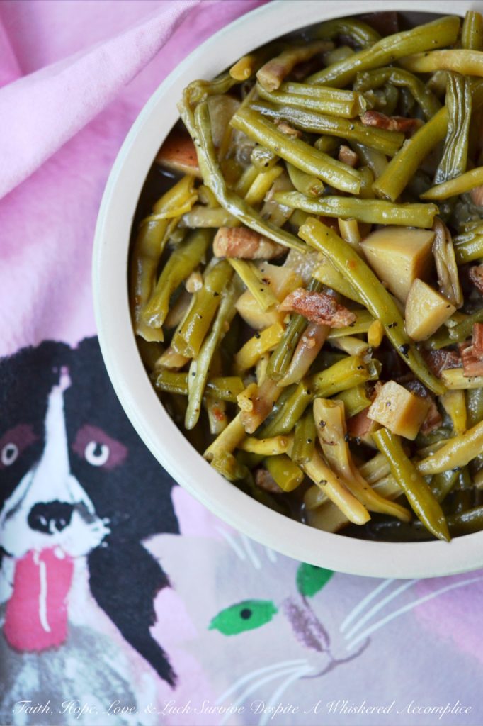 Salt Pork Summer Crockpot Green Beans - These easy crockpot green beans will help you beat the heat this summer while enjoying fresh summer garden vegetables. The key to making this slow-cooked side dish even more flavorful is to add salt pork and a little bit of brown sugar, which helps to create a salty, slightly sweet combination that works well with fresh green beans.