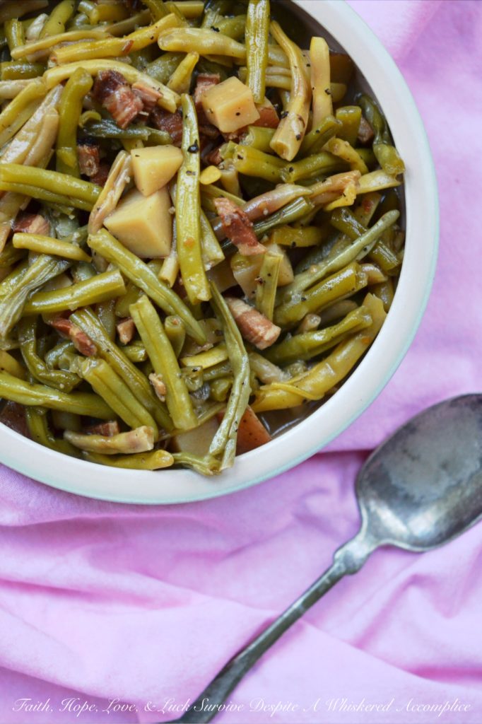 Salt Pork Summer Crockpot Green Beans - These easy crockpot green beans will help you beat the heat this summer while enjoying fresh summer garden vegetables. The key to making this slow-cooked side dish even more flavorful is to add salt pork and a little bit of brown sugar, which helps to create a salty, slightly sweet combination that works well with fresh green beans.