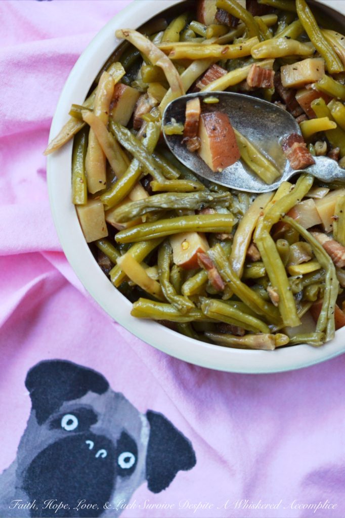 Salt Pork Summer Crockpot Green Beans - These easy crockpot green beans will help you beat the heat this summer while enjoying fresh summer garden vegetables. The key to making this slow-cooked side dish even more flavorful is to add salt pork and a little bit of brown sugar, which helps to create a salty, slightly sweet combination that works well with fresh green beans.