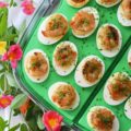 Honey-Barbecue Shrimp Deviled Eggs - Just when you think a deviled egg couldn't possibly get any more delicious, these Honey-Barbecue Shrimp Deviled Eggs come along. They're slightly sweet, tangy, and zesty, all while still remaining insanely creamy. Adding honey-barbecue basted shrimp to deviled eggs definitely makes them almost sinful.