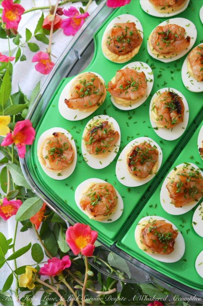 Honey-Barbecue Shrimp Deviled Eggs - Just when you think a deviled egg couldn't possibly get any more delicious, these Honey-Barbecue Shrimp Deviled Eggs come along. They're slightly sweet, tangy, and zesty, all while still remaining insanely creamy. Adding honey-barbecue basted shrimp to deviled eggs definitely makes them almost sinful.